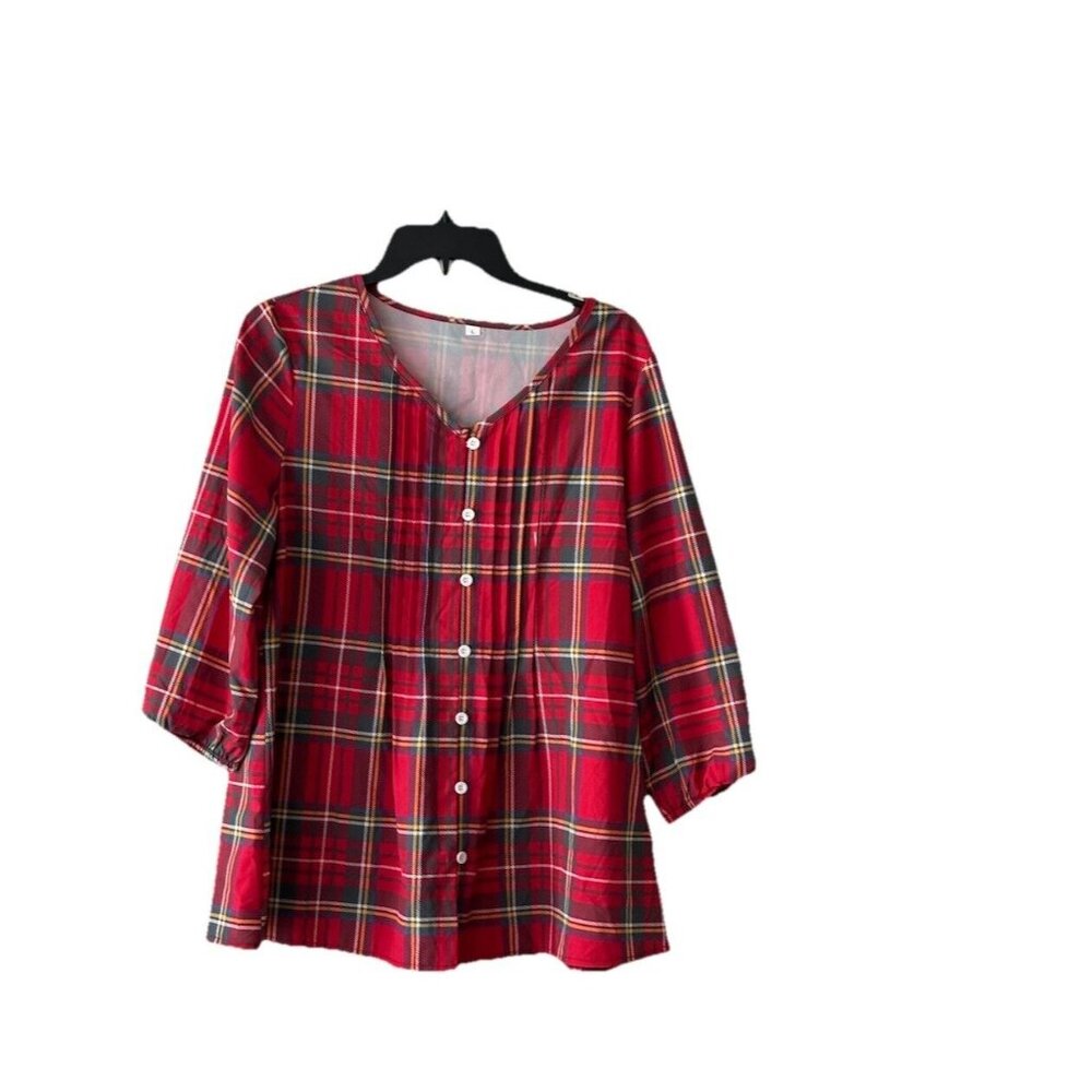 Plaid Red Women's Blouse